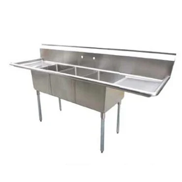 Serv-Ware D3CWP18182-18 Three-Compartment Sink 18" x 18" Bowls with 18" Drainboard — main image