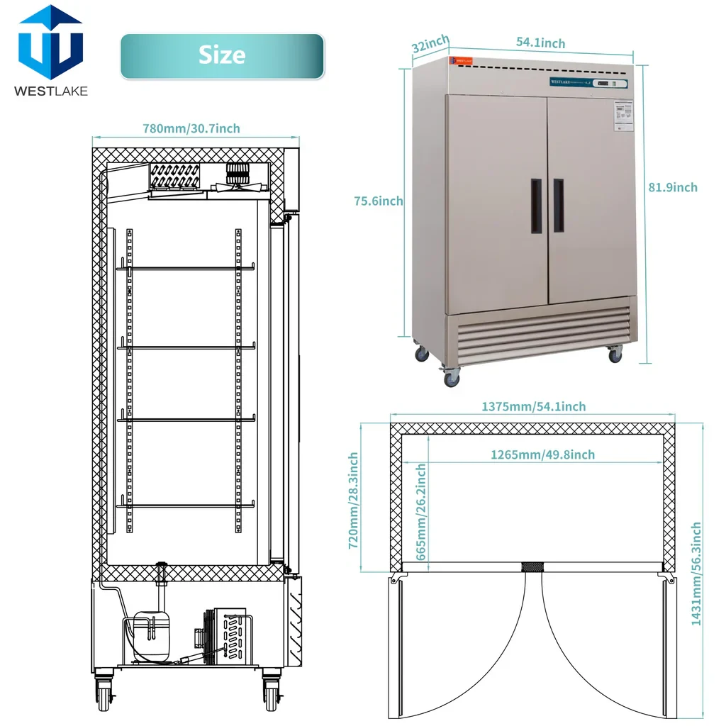 Westlake WKF-49B Reach-In Freezer 2 Door -8-0°F — view 8