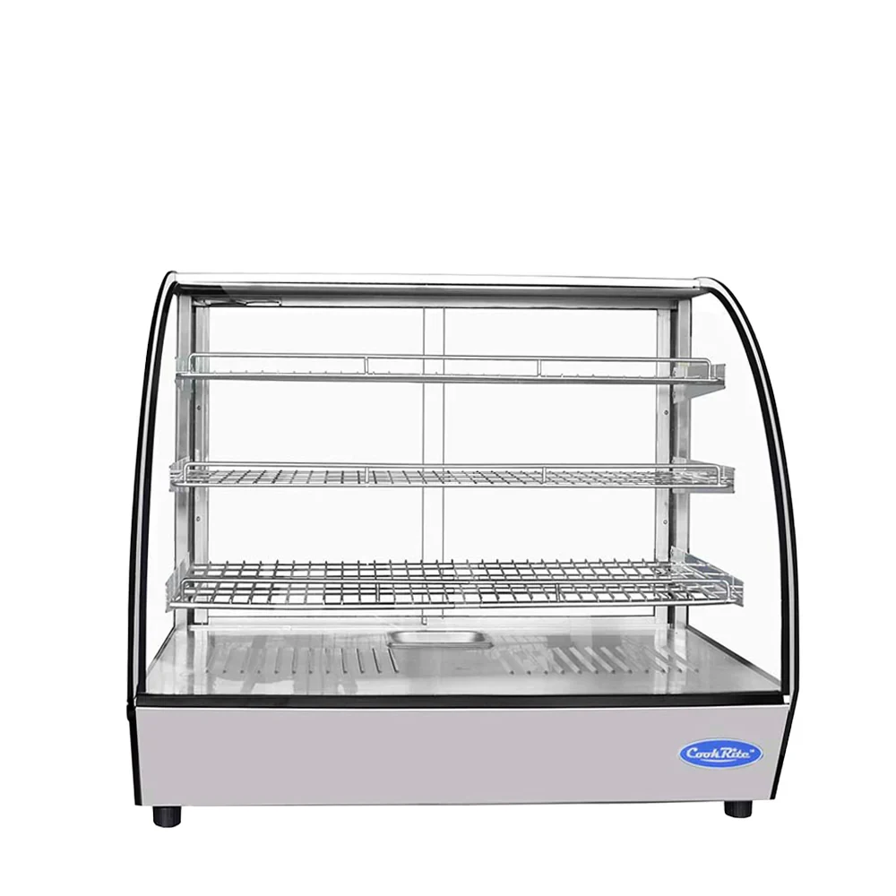 Atosa CHDC-44 Heated Display Case Curved 4.4 Cu Ft 3 Shelves Sliding Rear Doors — main image