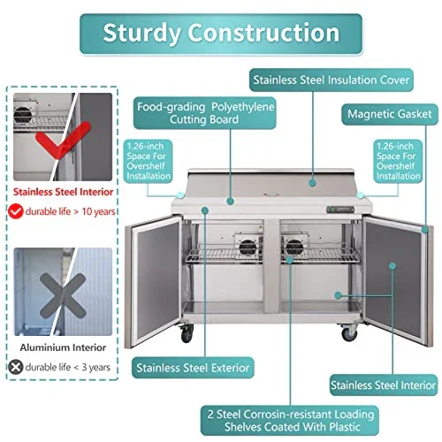 Westlake WKSR-60B Salad Prep Table Refrigerator 2 Door 33-40°F — view 6