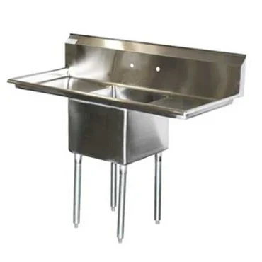 Serv-Ware E1CWP18182-18 One-Compartment Underbar Sink 18" x 18" Bowl with 18" Drainboard — main image