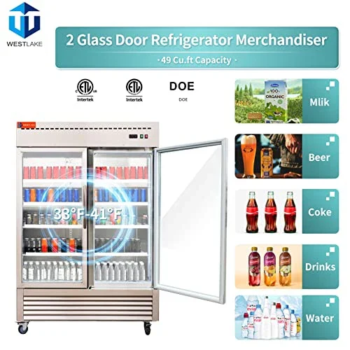 Westlake WKR-49BG Glass Door Merchandiser Refrigerator 2 Door 33-40°F — view 5