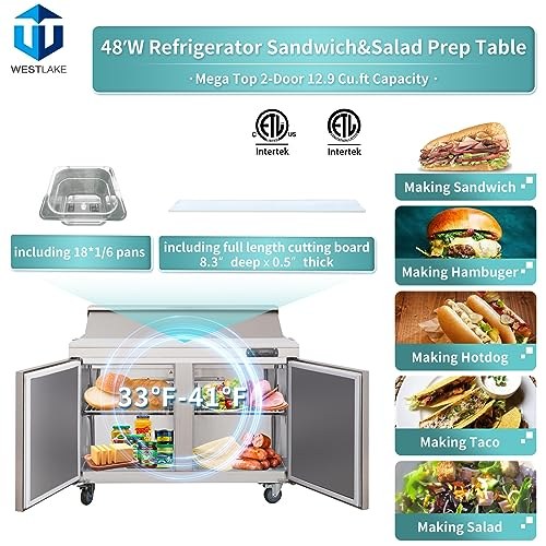 Westlake WKSR-48BM Salad Prep Table Refrigerator 2 Door 33-40°F — view 6