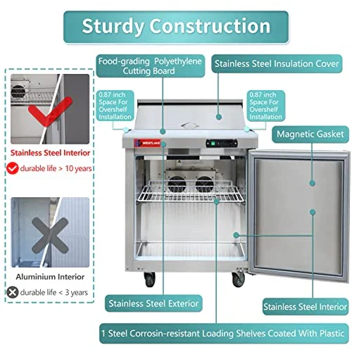 Westlake WKSR-27B Salad Prep Table Refrigerator 1 Door 33-40°F — view 4