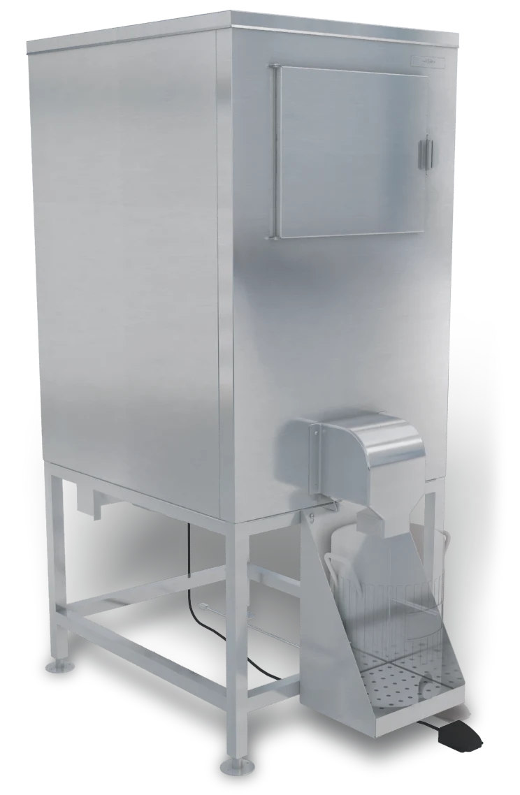 Kloppenberg DISP-500 Freestanding Ice Bagging/Dispensing Bin 647 Pound Capacity Foot Pedal Actuation Cube Style Ice — 110V, 1PH — main image