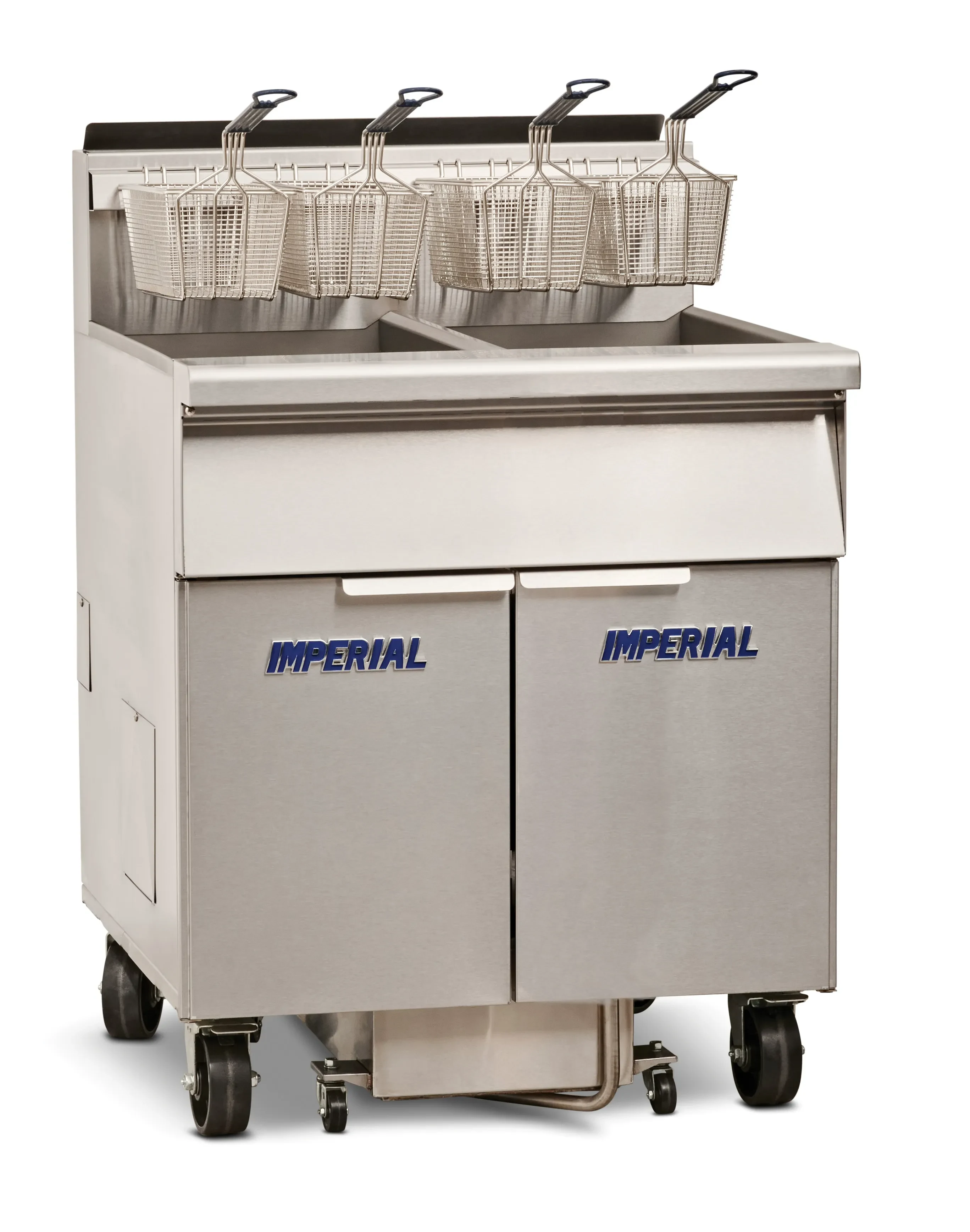 Imperial IFSSP375EUC Pro Series Electric Freestanding Tilt-Up Ribbon Fryer 3 Vat 75 Pound Heavy-Duty Electronic Thermostat Control — 480V, 3PH — main image