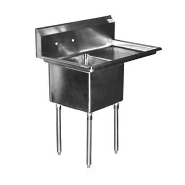 Serv-Ware E1CWP1818R-18 One-Compartment Underbar Sink 18" x 18" Bowl Right 18" Drainboard — main image