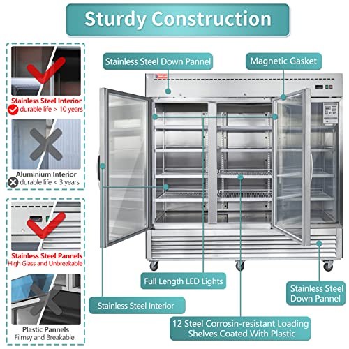 Westlake WKR-82BG Glass Door Merchandiser Refrigerator 3 Door 33-40°F — view 6