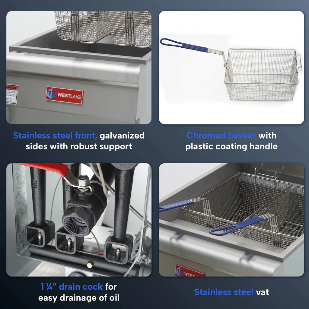 Westlake GF150 Deep Fryer 21" 150,000 Btu 70 lb Oil Capacity — view 4