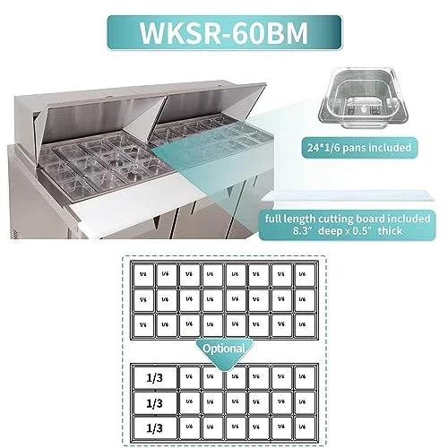 Westlake WKSR-60BM Salad Prep Table Refrigerator 2 Door 33-40°F — view 5