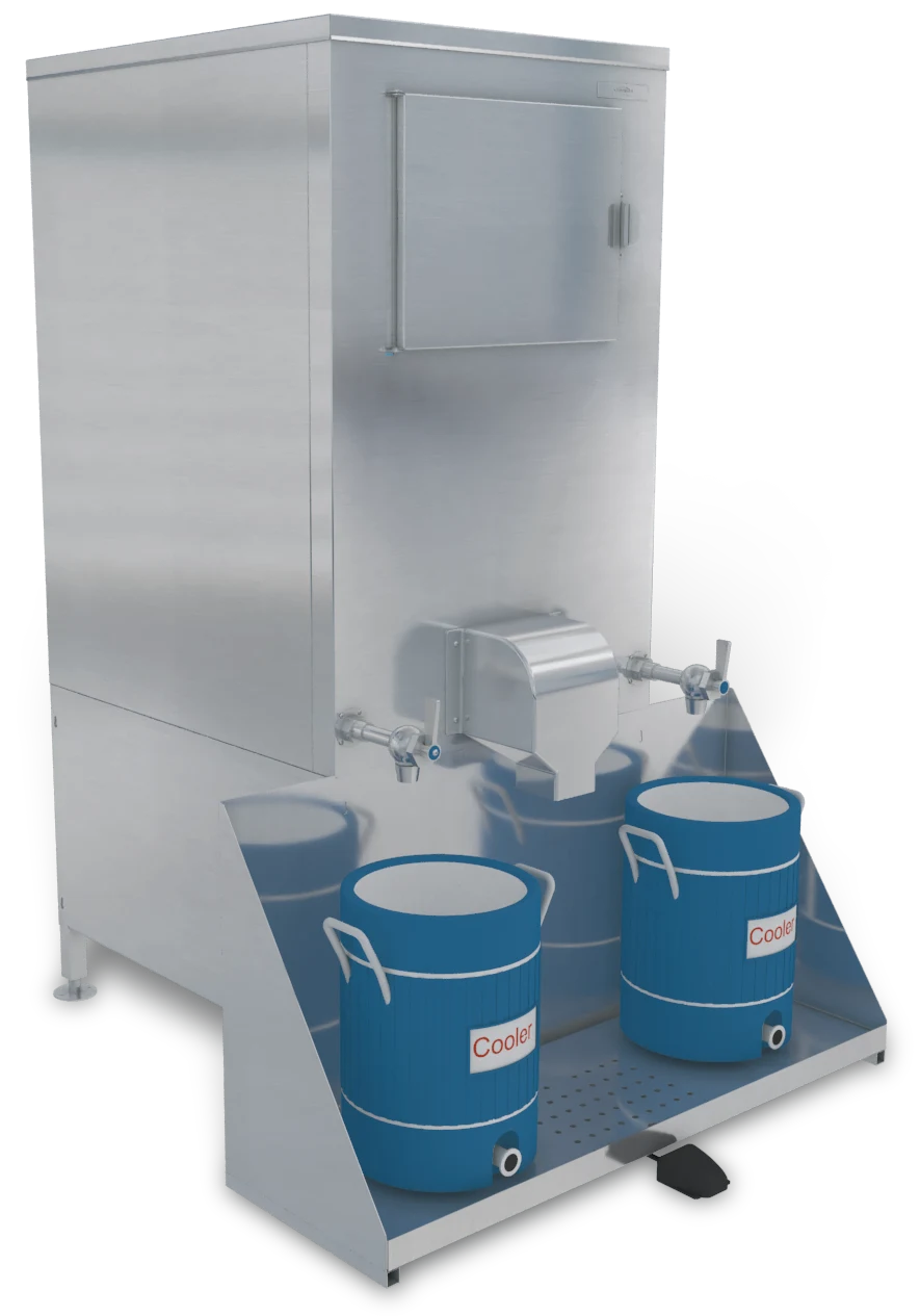 Kloppenberg DISP-500-IND-TF Freestanding Ice and Water Dispenser 647 Pound Storage Foot Pedal Dispense Cube Style Ice — 110V, 1PH — main image
