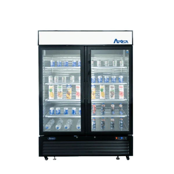 Atosa MCF8721ES Reach-In Glass Door Freezer 43.95 Cu Ft Black Cabinet 2 Doors — main image