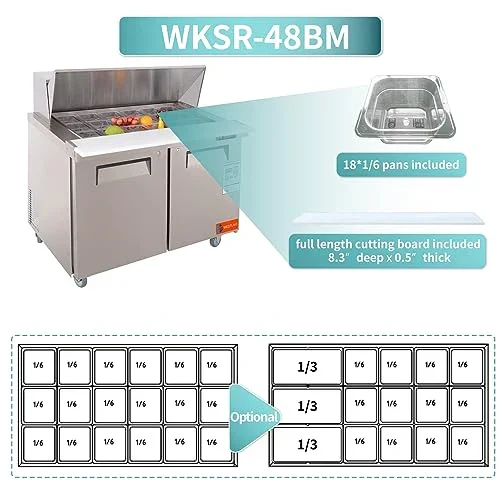 Westlake WKSR-48BM Salad Prep Table Refrigerator 2 Door 33-40°F — view 5