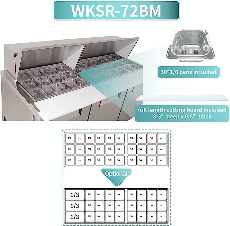 Westlake WKSR-72BM Salad Prep Table Refrigerator 3 Door 33-40°F — view 6
