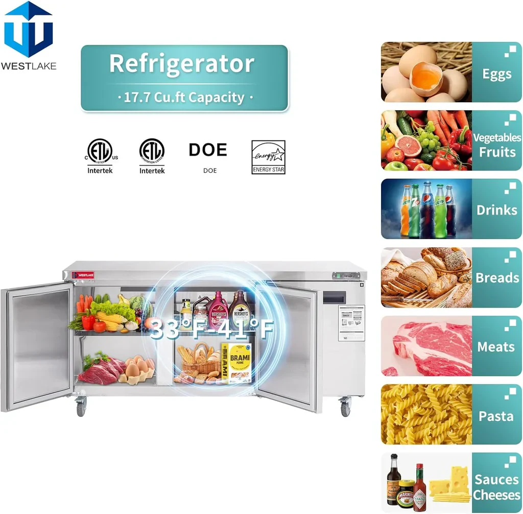WestlakeWKTR-72B Undercounter Refrigerator 3 Door 33-40°F — view 3