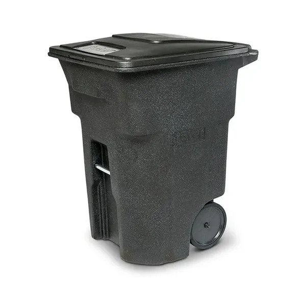 Toter ANA96-00BKS 96 Gallon Blackstone Body Rollout Trash Container with Black Lid and Two Wheels