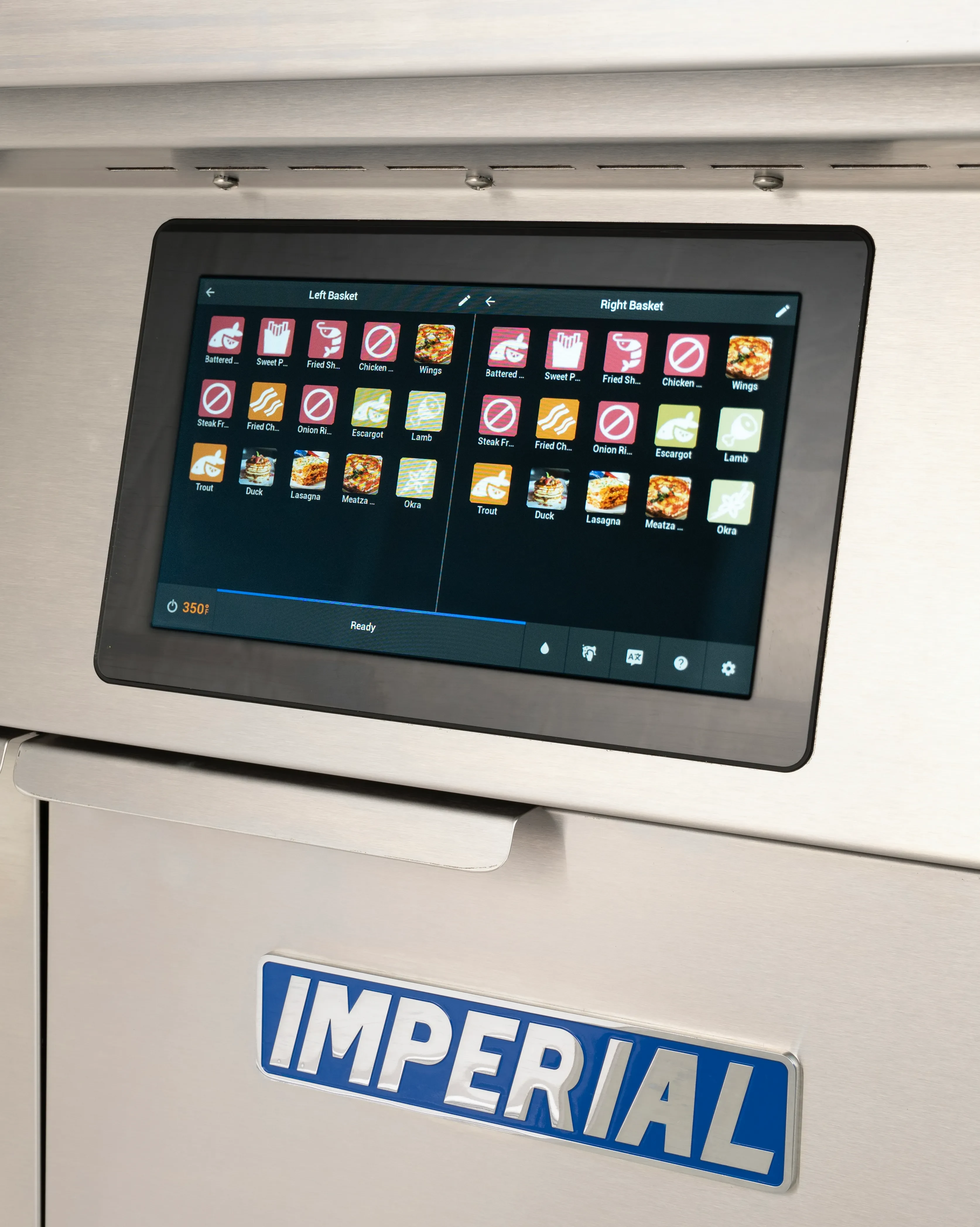 Imperial IFSSP375EUC Pro Series Electric Freestanding Tilt-Up Ribbon Fryer 3 Vat 75 Pound Heavy-Duty Electronic Thermostat Control — 240V, 3PH — view 2
