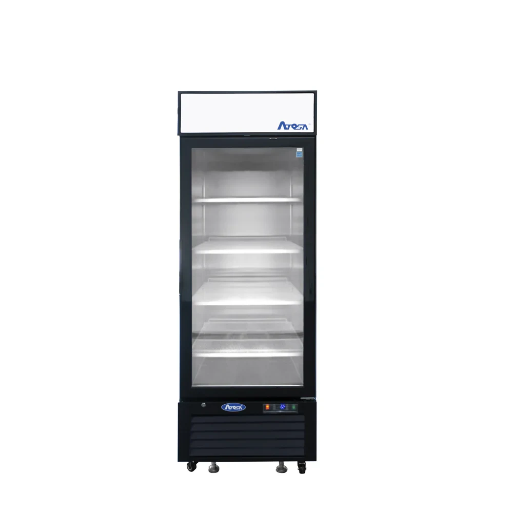 Atosa MCF8722GR Reach-In Glass Door Refrigerator 19.39 Cu Ft Black Cabinet 1 Door — main image
