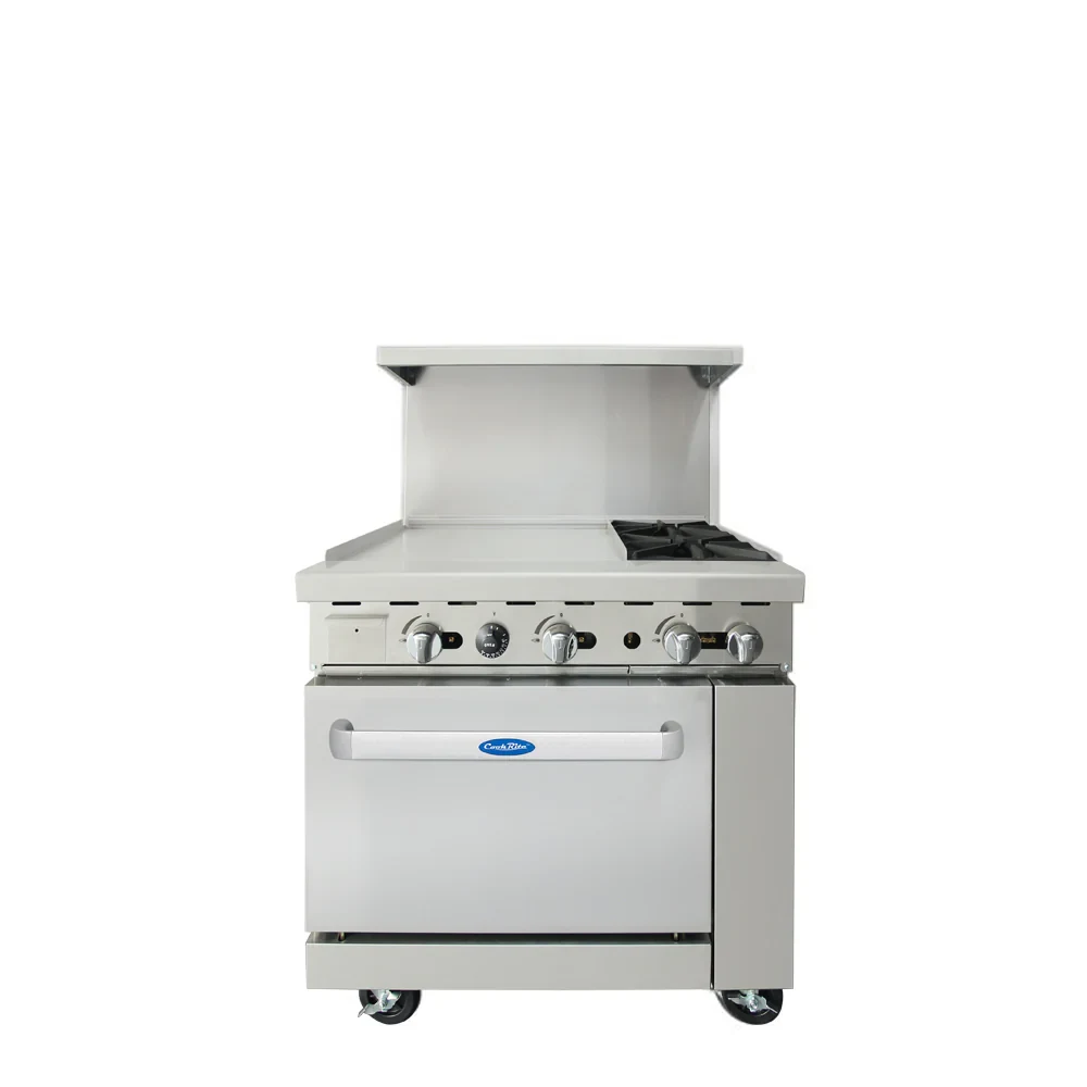 Atosa AGR-2B24GL Gas Range 36 Inch 2 Burners With 24 Inch Left Griddle And 26.5 Inch Oven — main image