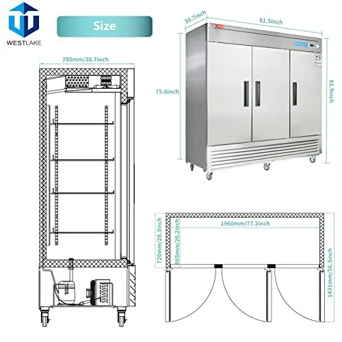 Westlake WKF-82B Reach-In Freezer 3 Door -8-0°F — view 6