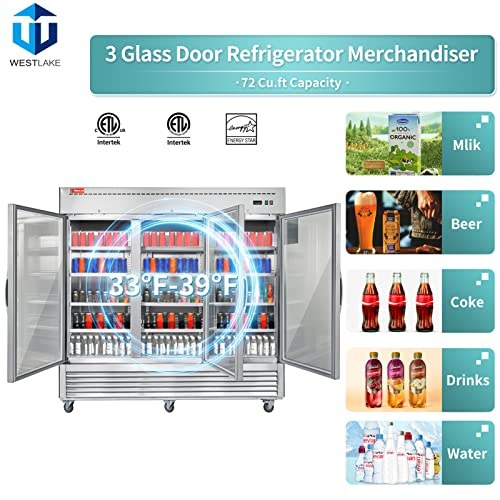 Westlake WKR-82BG Glass Door Merchandiser Refrigerator 3 Door 33-40°F — view 5