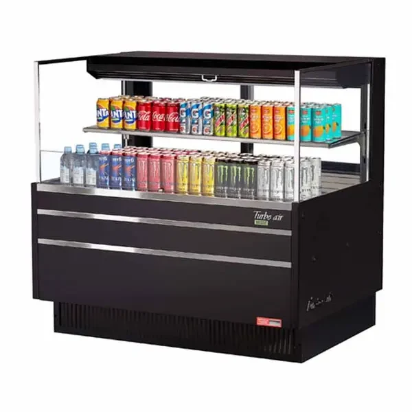 Commercial Refrigeration Parts — Turbo Air TOM-48L-UFD-B-2S-N Black Horizontal Open Display Case Merchandiser 46-3/4"W