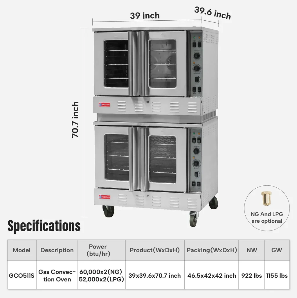 Westlake GCO511S Double Convection Oven 39" 60,000 Btu x2 — view 2