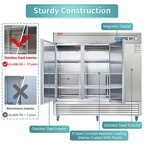 Westlake WKR-82B Reach-In Solid Door Merchandiser Refrigerator 3 Door 33-40°F — view 7