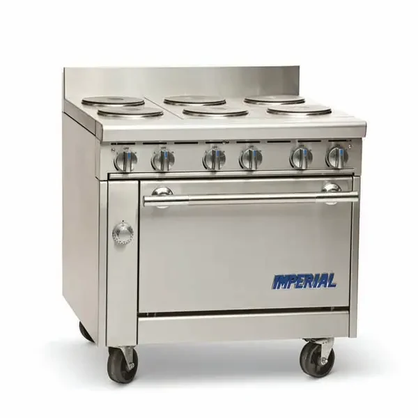 Imperial IHR-6-E-C 208V, 3PH Electric 6-Burner Range-Convection Oven 36"W