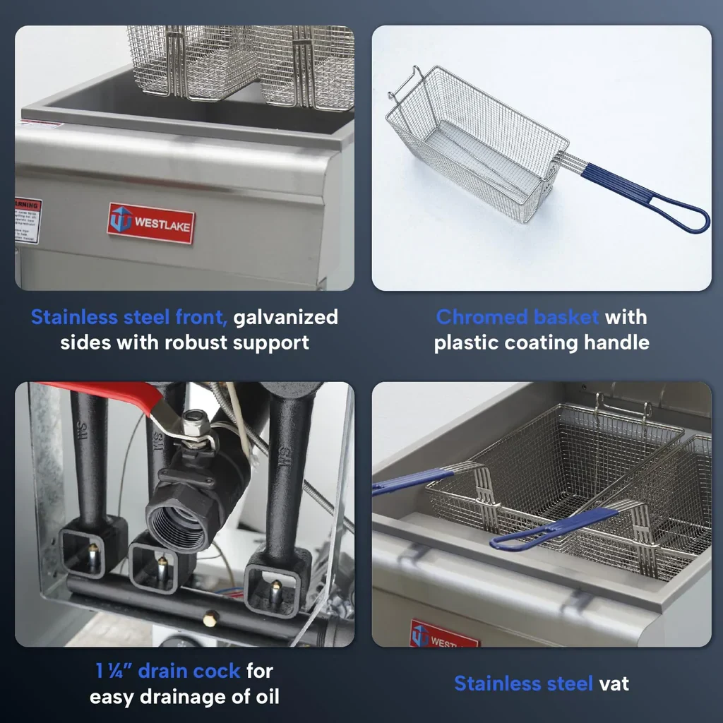 Westlake GF120 Deep Fryer 15.5" 120,000 Btu 50 lb Oil Capacity — view 6