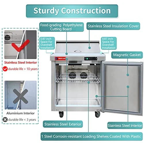 Westlake WKSR-27BM Salad Prep Table Refrigerator 1 Door 33-40°F — view 4