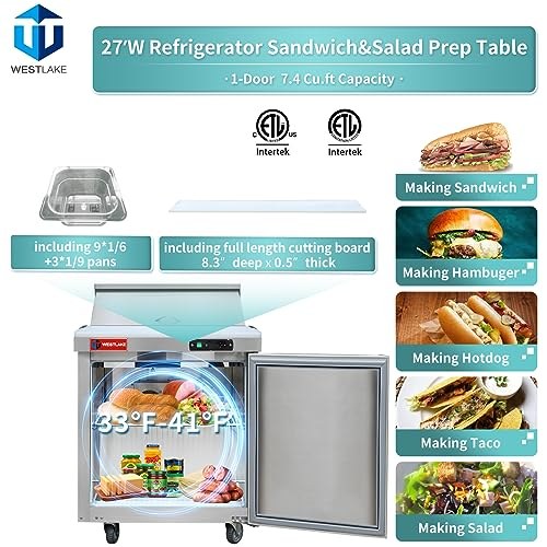 Westlake WKSR-27BM Salad Prep Table Refrigerator 1 Door 33-40°F — view 7