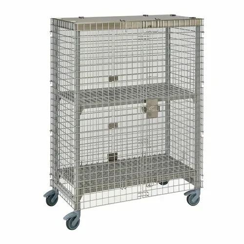 Cambro Camshelving CPMU244867SUPKG Stainless Steel Premium Mobile Security Cage 50-1/4"W X 26-3/4"D X 67-3/4"H