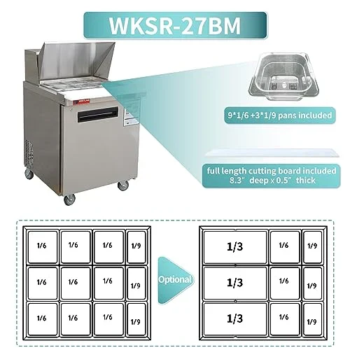 Westlake WKSR-27BM Salad Prep Table Refrigerator 1 Door 33-40°F — view 3