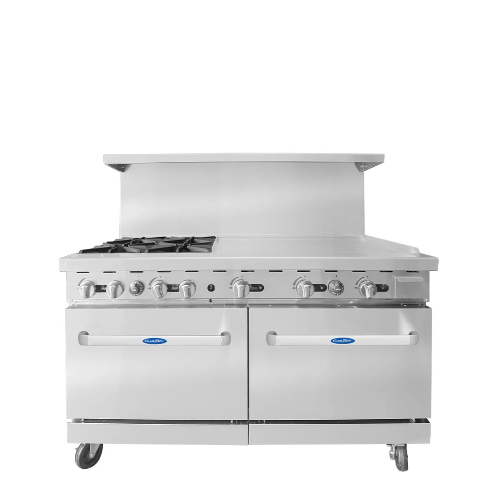 Atosa AGR-4B36GR Gas Range 60 Inch 4 Burners With 36 Inch Right Griddle And Two 26.5 Inch Ovens — main image