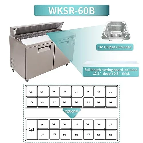 Westlake WKSR-60B Salad Prep Table Refrigerator 2 Door 33-40°F — view 5