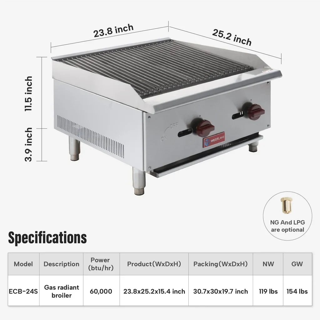 Westlake ECB-24S Gas Radiant Broiler 23.8" 60,000 Btu — view 2