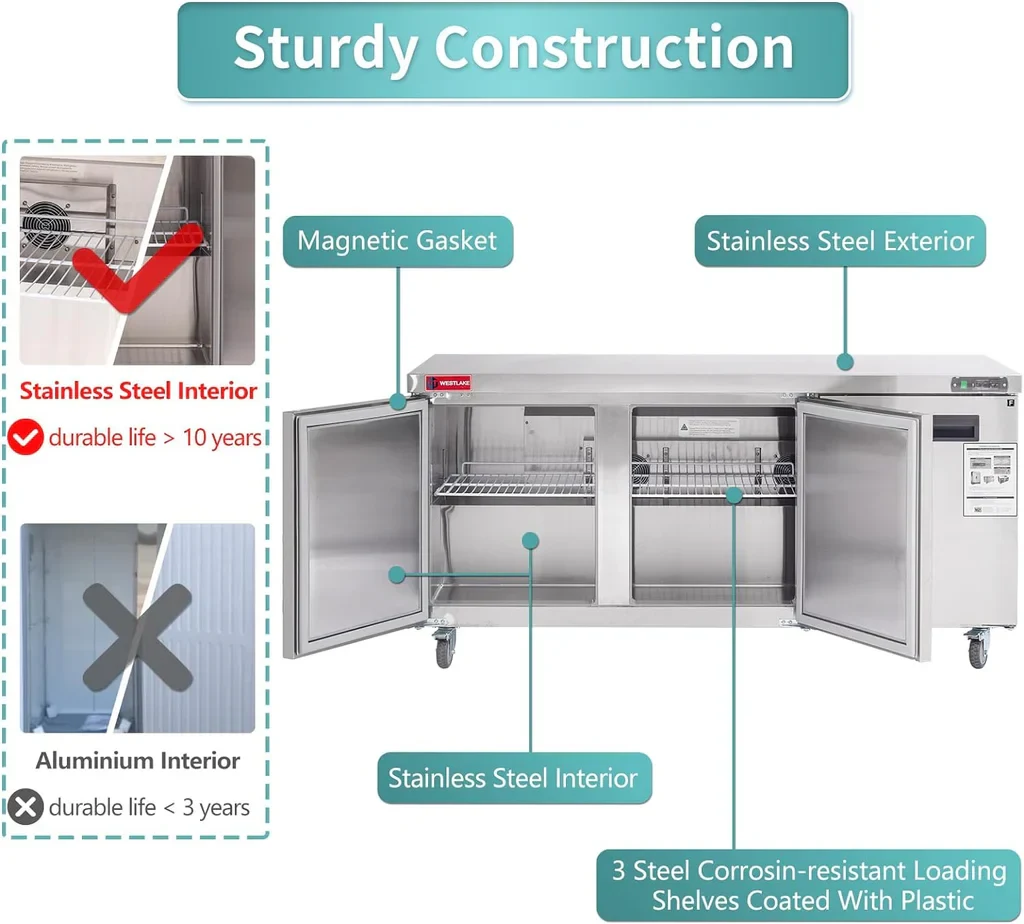 Westlake WKTF-72B Undercounter Freezer 3 Door -8-0°F — view 3
