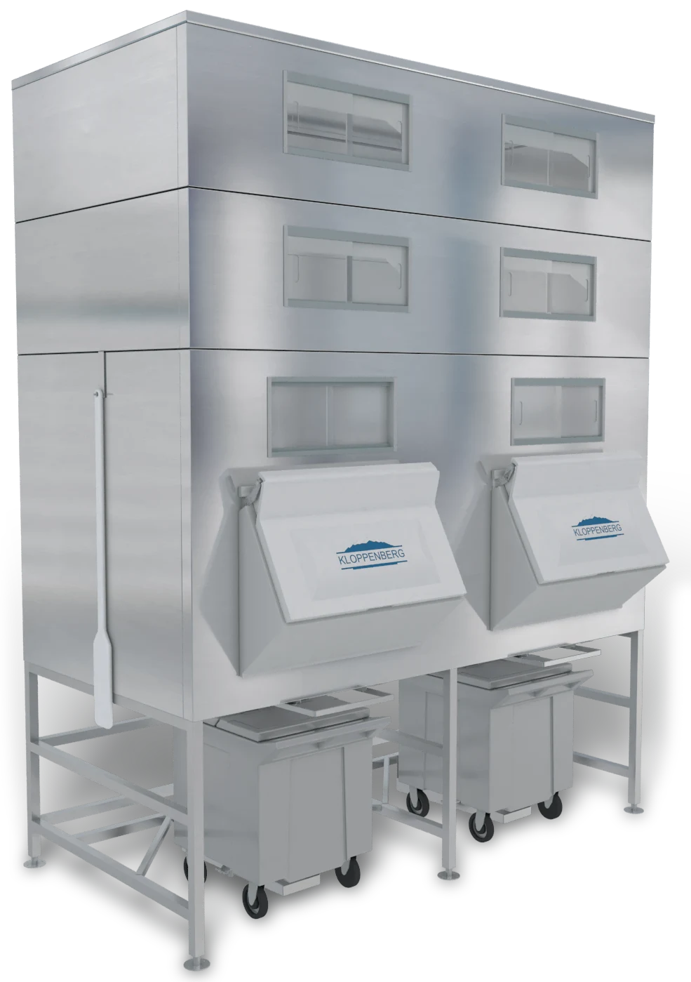 Kloppenberg IFS3400-250 Gravity Dispense Ice Bin 5039 Pound Capacity Stainless Steel Interior Cube, Flake, Nugget Ice Compatibility — main image
