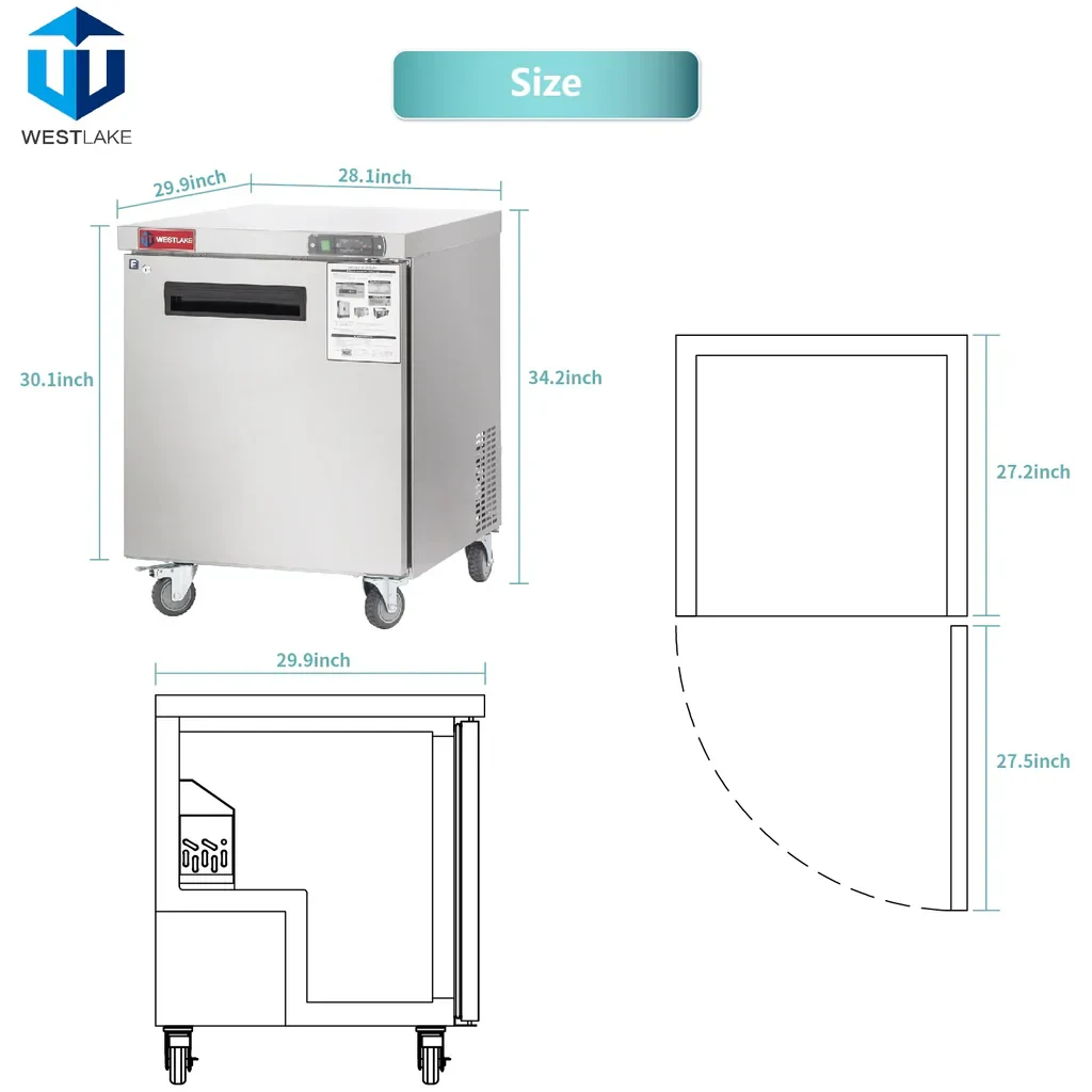 Westlake WKTF-27B Undercounter Freezer 1 Door -8-0°F — view 4