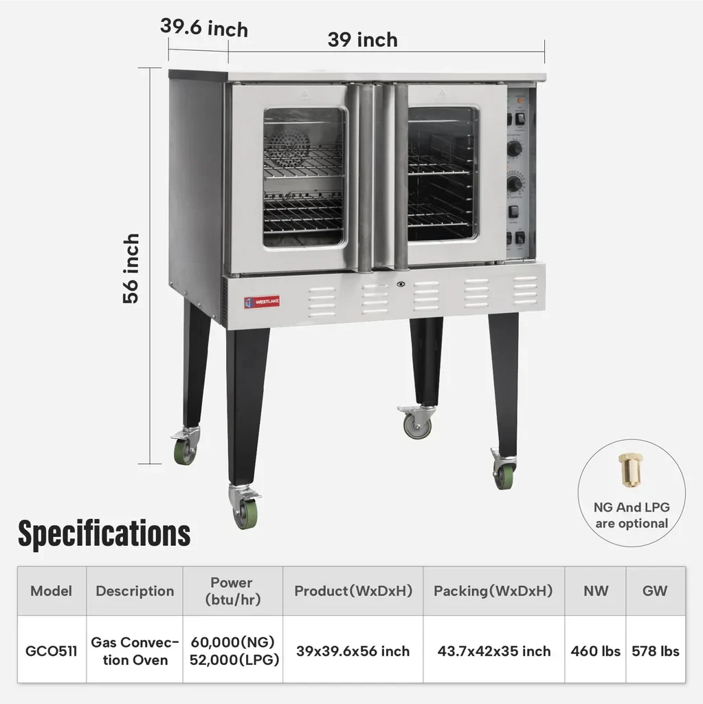 Westlake GCO511 Convection Oven 39" 60,000 Btu — view 2