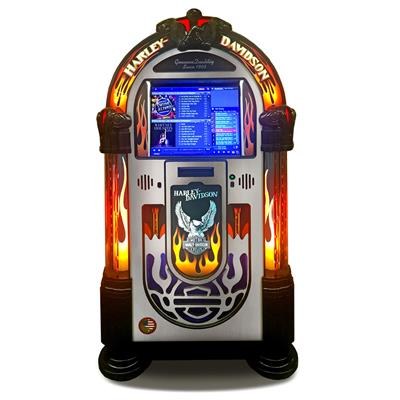 Rock-Ola Harley-Davidson Flames Brushed Aluminium Music Centre — main image